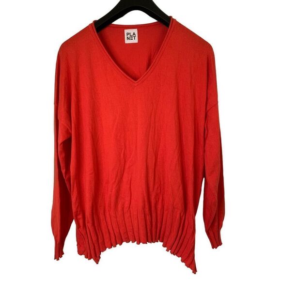 PLANET by Lauren G v neck sweater top pima cotton modal women's one size - Picture 1 of 4